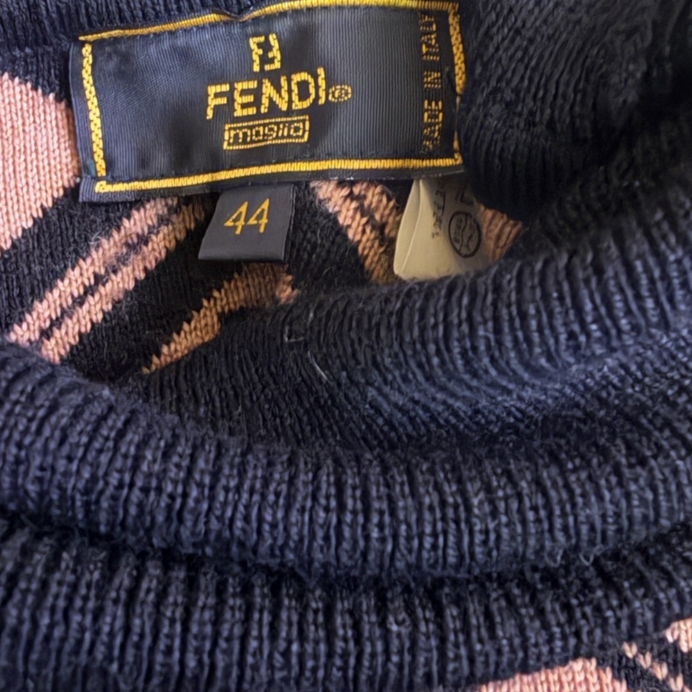 Vintage Fendi Black and Brown Geometric Knit Top SZ 44 - Picture 5 of 5